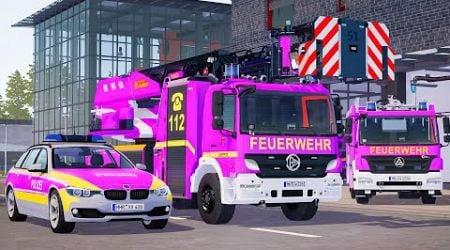 Pink Emergency Call 112 - Bonn Police and Fire Brigade Truck Rapid on Duty! 4K