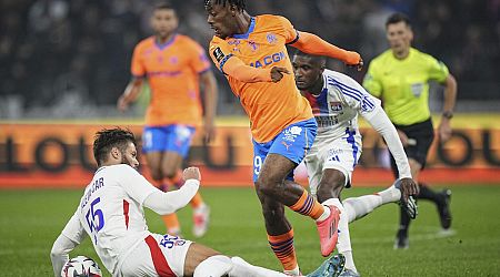 Marseille scores late winner at Lyon to join PSG and Monaco atop the French league