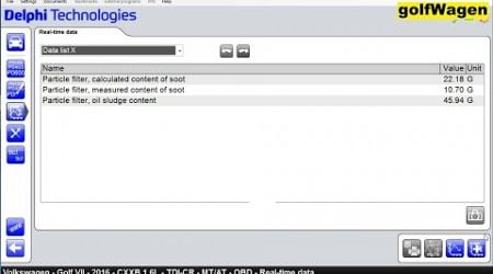 Delphi DS150e clogging of the DPF filter check /soot,oil ash/ VW Golf 7