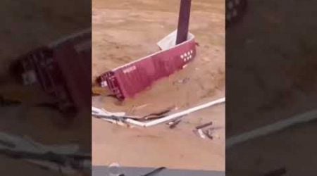 Shipping container MANGLED by hurricane flooding