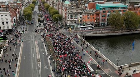 Thousands protest in Dublin to mark one year of the conflict between Israel and Hamas