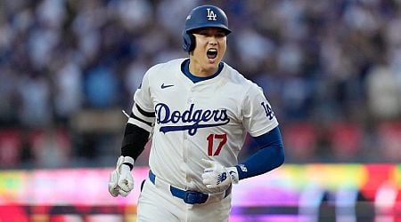 Dodgers' Shohei Ohtani belts homer in playoff debut