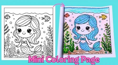 A Little Mermaid in Blue | Mermaid on the Swing | Cute Coloring Page | Coloring Fun For Kids