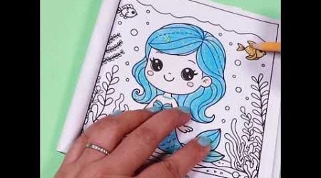 Little Mermaid in Blue! Cute Coloring Page for Kids #coloringforkids #coloringfun