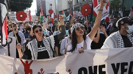 Thousands join pro-Palestinian protests in L.A. as anniversary of conflict draws near