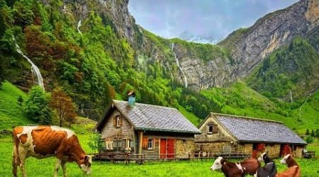 Switzerland Countryside - Relaxing walk in Switzerland&#39;s most beautiful villages - rain ambience