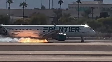 Horror as Frontier Airlines flight 'bursts into flames on landing' at Las Vegas Airport