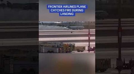 Frontier Airlines plane CATCHES FIRE during landing