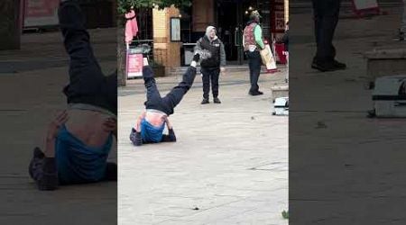 Australian breakdancer from olympics dancing to street busker #coventry #viral #unitedkingdom