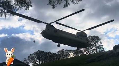 CH47 lands on RABBIT! Little Switzerland NC, Hurricane Helene Aftermath