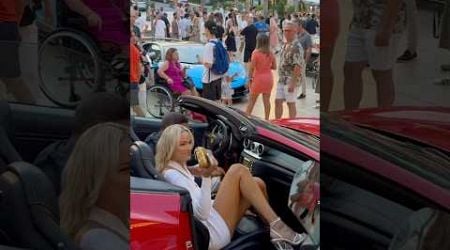 SEXY GIRL ARRIVING ON FERRARI CALIFORNIA #monaco #supercars #shorts #viral #trending #ferrari #vlog