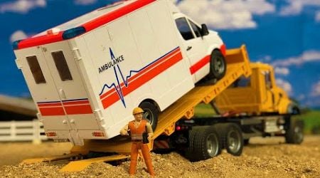 RC Bruder Ambulance Engine Failure! Mack Truck to the Rescue!