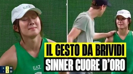 ULTIM&#39;ORA SINNER TRAVOLGE LA RACCATTAPALLE: POI IL GESTO DA VERO CUORE D&#39;ORO CHE EMOZIONA TUTTI