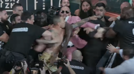 Conor McGregor forced to break up wild brawl at BKFC weigh-in