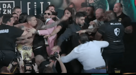 Conor McGregor forced to break up wild BKFC brawl before calling out Floyd Mayweather in bizarre rant