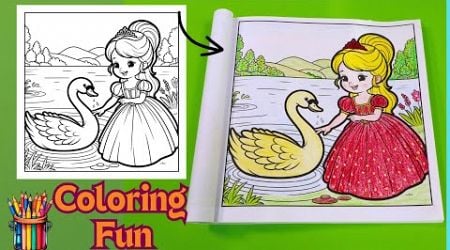 Princess &amp; Swan | Cute Coloring Page | Coloring Fun For Kids #coloringforkids #coloringfun