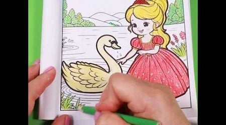 Cute Coloring Page for Kids : Princess &amp; Swan #coloringforkids #coloringfun