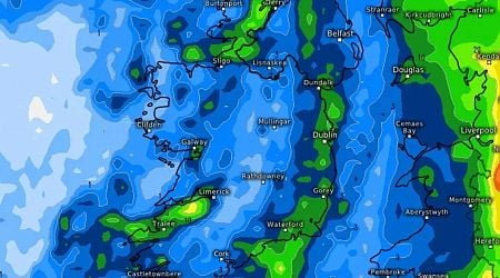 'Wet and breezy' weather to batter Ireland as Met Eireann warn of thunderstorms & pinpoint areas to be hit by rain