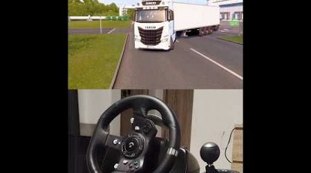 ETS2 Iveco S-way 570 in Riga Latvia Logitech Steering Wheel Manual Shifter #truck #ets2 #iveco