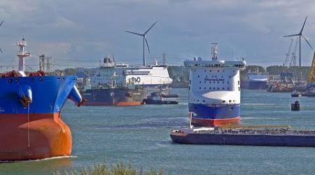 SHIPSPOTTING AT BUSY PORT OF ROTTERDAM NETHERLANDS - 4K SHIPSPOTTING SEPTEMBER 2024