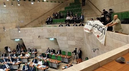 Graffitti activists storm Parliament before budget speech 