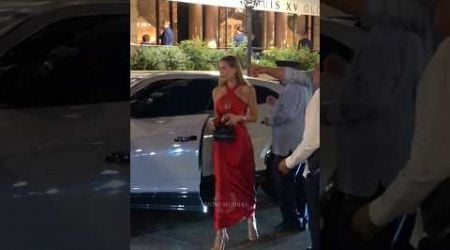 Elegant rich red dress lady getting out her Lamborghini in Monaco #monaco #luxury #lifestyle #fyp