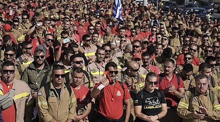 As summers get hotter, Greece's seasonal firefighters protest for permanent jobs