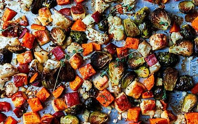 halloumi and fall vegetable roast