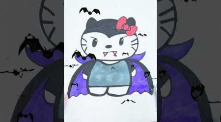 How to draw Hello Kitty Halloween Dracula vs mummy #shorts #drawing