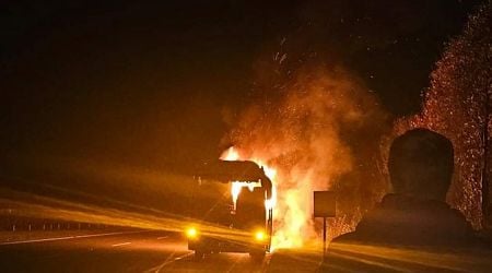 Shelbourne fans evacuated after bus catches fire on M1 overnight