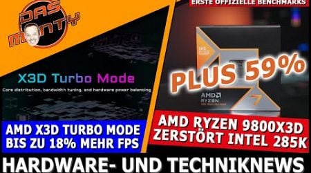 AMD Ryzen 9800X3D bis 59% schneller als Intel 285K | AMD X3D Turbo Modus mit 18% mehr FPS | News