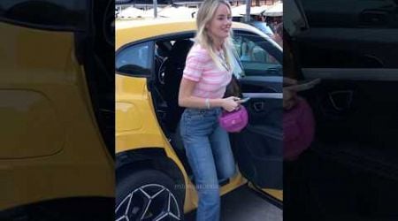 Happy rich blonde getting out her Lamborghini at Casino #billionaire #monaco #luxury #lifestyle #fyp