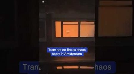 Tram set on fire as chaos soars in Amsterdam