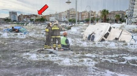 5 Minutes ago, Chaos in Italy! Half of Sicily was swept into the sea by floods