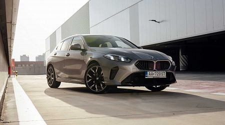 New BMW 1 Series Skyscraper Grey Poses With M Sport Package