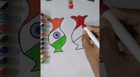 How to draw India and Hungary flag on vase..#flagpainting #indianflag #republicday #ytshort #short