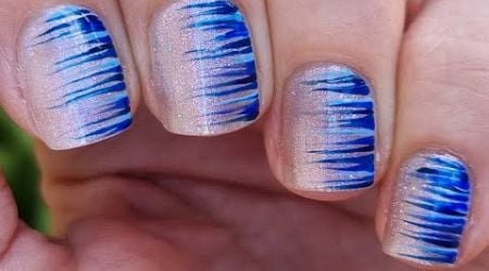 Icy Winter Nail Art | Silver Glitter Nails &amp; Gradient Blue Nail Design | DIY Manicure At Home