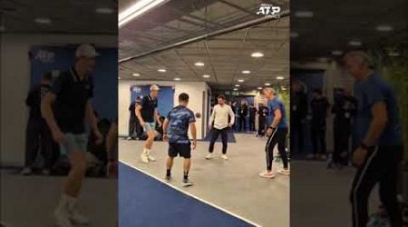 Team Sinner warming up before the match vs. Medvedev- ATP FINALS 2024