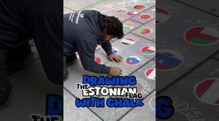 Drawing the Estonian Flag with chalk