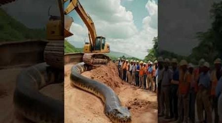 Wow Amazing ! Excavator giant catches anaconda snake #short #snake #snakevideo #anaconda #amazing