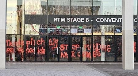 Ahoy Rotterdam smeared with fake blood ahead of arms fair; 3 protesters arrested