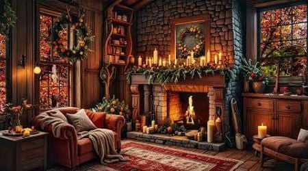 Beautiful Autumn Fireplace Ambience with Calming Piano Music for Stress Relief