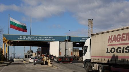 Heavy Truck Traffic at Border Checkpoint near Ruse