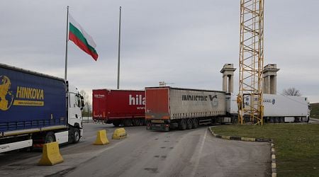 Heavy Truck Traffic at Border Checkpoint near Ruse