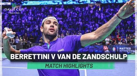 Matteo Berrettini v Botic Van De Zandschulp | Italy v Netherlands Davis Cup Finals Match Highlights