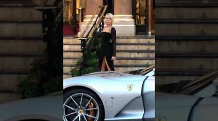 Elegant rich couple getting out their Ferrari at Hotel Paris #billionaire #monaco #luxury #lifestyle