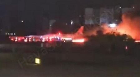 Russian plane catches fire after landing in Turkey but passengers and crew safely evacuated