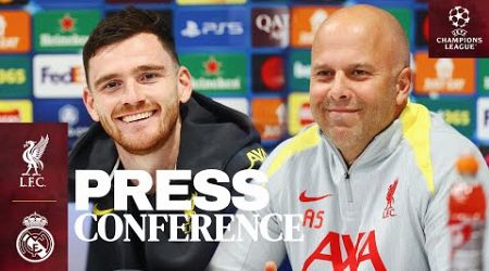 UEFA Champions League Press Conference | Andy Robertson &amp; Arne Slot | Liverpool vs Real Madrid