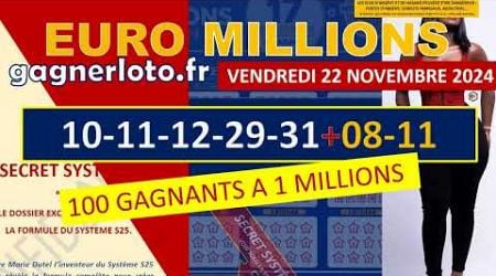 EUROMILLIONS RESULTAT TIRAGE VENDREDI 22 NOVEMBRE 2024