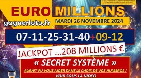 EUROMILLIONS RESULTAT TIRAGE MARDI 26 NOVEMBRE 2024